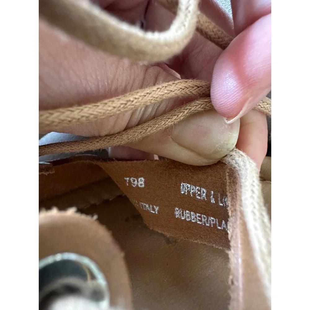 Steve Madden Tan Leather Lace Up Buxton Platform Wedge Sandals Wood Boho Heel 37